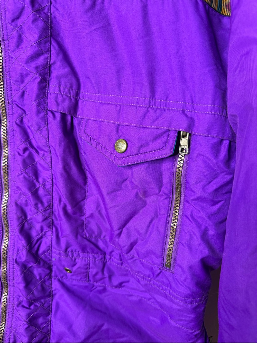 Vintage Edelweiss Purple Teal Ski Jacket Women’s Size M/L Retro 90s Puffer - Picture 5 of 10